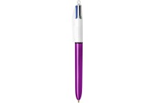 BIC Deutschland 4 COLOURS SHINE 1 stylo Blanc/violet metallise 4 couleurs classiques