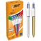 BIC 4 Couleurs Shine Stylos-Bille Retractables Pointe Moyenne (1,0 mm) - Corps Assortis Metallises, Boite de 12