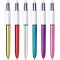 BIC 4 Couleurs Shine Stylos-Bille Retractables Pointe Moyenne (1,0 mm) - Corps Assortis Metallises, Boite de 12