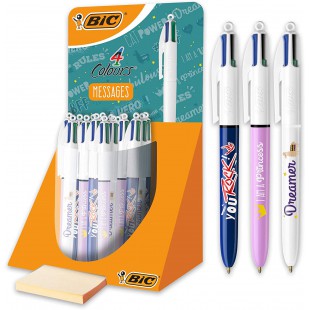 BIC 4 Couleurs Messages Stylos-Bille Retractables Pointe Moyenne (1,0 mm) - Decors Assortis, Tubo de 30