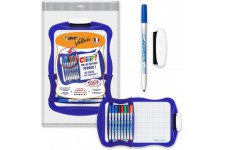 BIC Velleda Ardoise Ecolier Double Face (21 x 31 cm) Effacable a Sec avec 8 Feutres Effacables a Sec et Effacette 