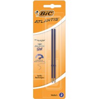 BIC Atlantis Soft Recharges Stylo-Bille Pointe Moyenne (1,0 mm) - Bleu, Blister de 2