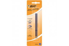 BIC Atlantis Soft Recharges Stylo-Bille Pointe Moyenne (1,0 mm) - Bleu, Blister de 2