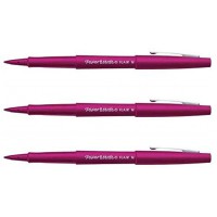 PAPER:MATE Lot de 3 Stylos Feutre Flair Original Nylon pointe Moyenne magenta