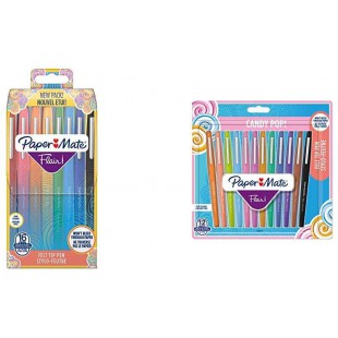 Paper Mate Stylo-feutres Pochette de 16 -pointe 0,7 Mm (Couleur Aleatoires) & Flair Feutres de Coloriage Candy POP, 