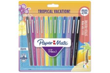 Paper Mate Flair Feutres de Coloriage, pointe moyenne (0,7 mm), couleurs tropicales et assorties, Lot de 12