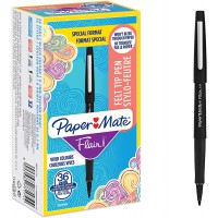 Paper Mate Flair Feutres de Coloriage, pointe moyenne (0,7 mm), noir, lot de 36