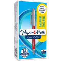 Papermate-Flexgrip Elite-Rouge-stylos a bille, Rouge,12 unites