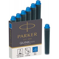 Parker cartouches d'encre pour stylo plume | courtes | encre bleue QUINK | lot de 6