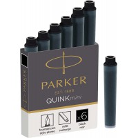 Parker Quink 6 cartouches courtes stylo plume, encre noire