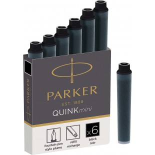Parker Quink 6 cartouches courtes stylo plume, encre noire