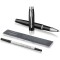 Parker Stylo-bille roulante IM, pointe fine et recharge d'encre noir, garniture chromee noir + recharge pour stylo a  bille roul