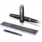 PARKER stylo-plume IM, laque noire avec attributs chromes, pointe moyenne et recharge d'encre bleue (1931651) + Quink Flacon d'E
