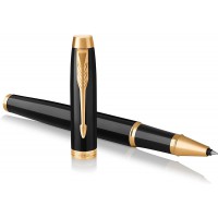 Parker IM stylo roller IM | laque noire avec attributs or | pointe fine | encre noir | coffret cadeau