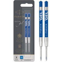 Parker recharges pour stylo gel | pointe moyenne (0,7 mm) | encre bleue QUINK | lot de 2