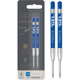 Parker recharges pour stylo gel | pointe moyenne (0,7 mm) | encre bleue QUINK | lot de 2
