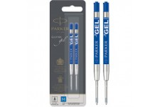 Parker recharges pour stylo gel | pointe moyenne (0,7 mm) | encre bleue QUINK | lot de 2