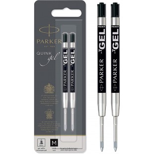 Parker recharges pour stylo gel | pointe moyenne (0,7 mm) | encre noire QUINK | lot de 2