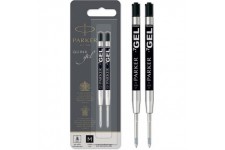 Parker recharges pour stylo gel | pointe moyenne (0,7 mm) | encre noire QUINK | lot de 2