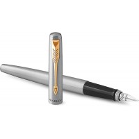 Parker Jotter stylo plume | acier inoxydable avec attributs or | pointe moyenne | coffret cadeau