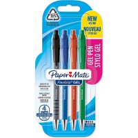 Paper Mate FlexGrip stylos gel | 0,7 mm | encre noire, bleue, rouge et verte | lot de 4