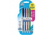 Paper Mate FlexGrip stylos gel | 0,7 mm | encre noire, bleue, rouge et verte | lot de 4