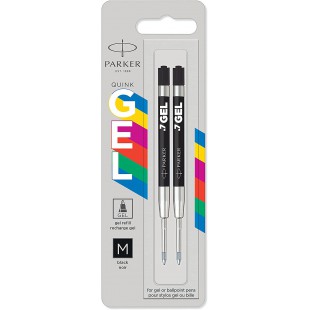 Parker Jotter Originals recharges pour stylo a  encre gel | Recharges d'encre gel noir | pointe moyenne (0,7 mm) | lot de 2