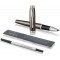 Parker Stylo-bille roulante IM, pointe fine et recharge d'encre noir, garniture chrome espresso fonce + recharge pour stylo a  b