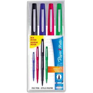 Paper Mate Flair Stylos-feutres | pointe moyenne (0,7 mm) | Couleurs assortiment (bleu | rouge | vert | noir) | Pack 