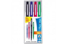 Paper Mate Flair Stylos-feutres | pointe moyenne (0,7 mm) | Couleurs assortiment (bleu | rouge | vert | noir) | Pack 