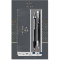 Parker IM Duo Coffret-cadeau avec Stylo Bille et stylo plume | Finition noire avec attributs chromes