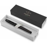 Parker IM stylo plume | Noir mat avec attributs noirs | Pointe fine avec cartouche d'encre bleue | Coffret cadeau