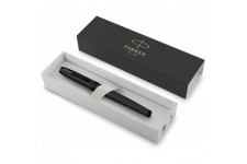 Parker IM stylo roller | Noir mat avec attributs noirs | Pointe fine avec recharge d'encre noire | Coffret cadeau