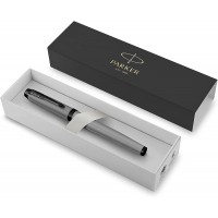 Parker IM stylo roller | Gris mat avec attributs noirs | Pointe fine avec recharge d'encre noire | Coffret cadeau