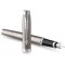 PARKER IM stylo plume | acier inoxydable avec finitions chrome | pointe moyenne avec encre bleue | coffret cadeau