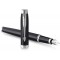 PARKER IM stylo plume | noir mat avec finitions chrome | pointe moyenne avec encre bleue | coffret cadeau