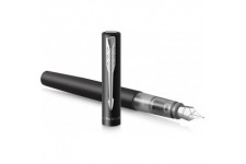 Parker stylo plume Vector XL | Laque noire metallisee sur laiton | Plume moyenne avec recharge d'encre bleue | Coffret cadeau