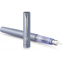 Parker stylo plume Vector XL | Laque bleu-argent metallisee sur laiton | Plume moyenne avec recharge d'encre bleue | Coffret cad