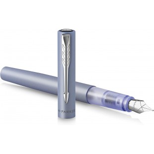 Parker stylo plume Vector XL | Laque bleu-argent metallisee sur laiton | Plume moyenne avec recharge d'encre bleue | Coffret cad