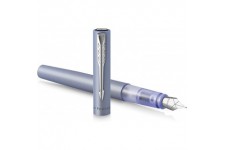 Parker stylo plume Vector XL | Laque bleu-argent metallisee sur laiton | Plume moyenne avec recharge d'encre bleue | Coffret cad