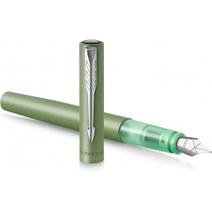 Parker stylo plume Vector XL | Laque verte metallisee sur laiton | Plume moyenne avec recharge d'encre bleue | Coffret cadeau