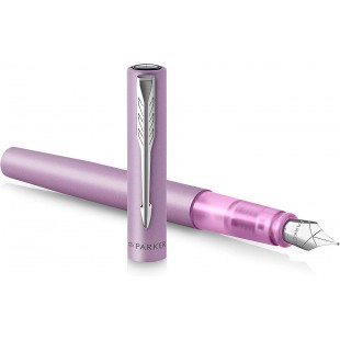 Parker stylo plume Vector XL | Laque lilas metallisee sur laiton | Plume moyenne avec recharge d'encre bleue | Coffret cadeau