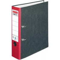 Lot de 5 : Classeur maX.file Nature - En carton - Couverture marbree - Bords renforces - Stable - A4-8 cm - Rouge