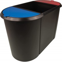 H6103597 Corbeille a  papier tri selectif trois compartiments (Noir/bleu/rouge) (Import Allemagne)