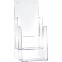 H2351502 - Porte-brochures de table avec 2 poches pour 1-3 brochures DIN A4, haut, transparent