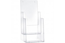 H2351502 - Porte-brochures de table avec 2 poches pour 1-3 brochures DIN A4, haut, transparent
