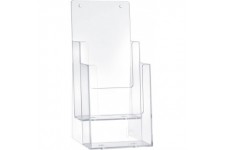 H2351502 - Porte-brochures de table avec 2 poches pour 1-3 brochures DIN A4, haut, transparent