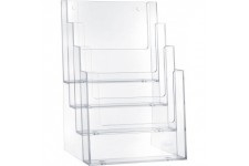 h2352202 - tischprospekthalter 4 poches pour DIN A5 Portrait - Transparent