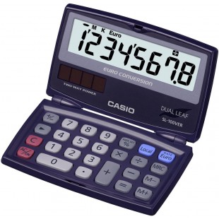 Casio SL-100VER Calculatrice de poche bleu Ecran: 8 solaire, a  pile(s) (l x H x P) 91 x 9.4 x 110.5 mm