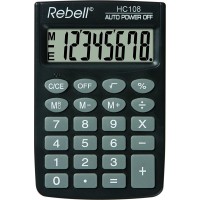 REBELL re de hc108 Calculatrice a  8 chiffres ecran LCD et triple fonction memoire, Noir